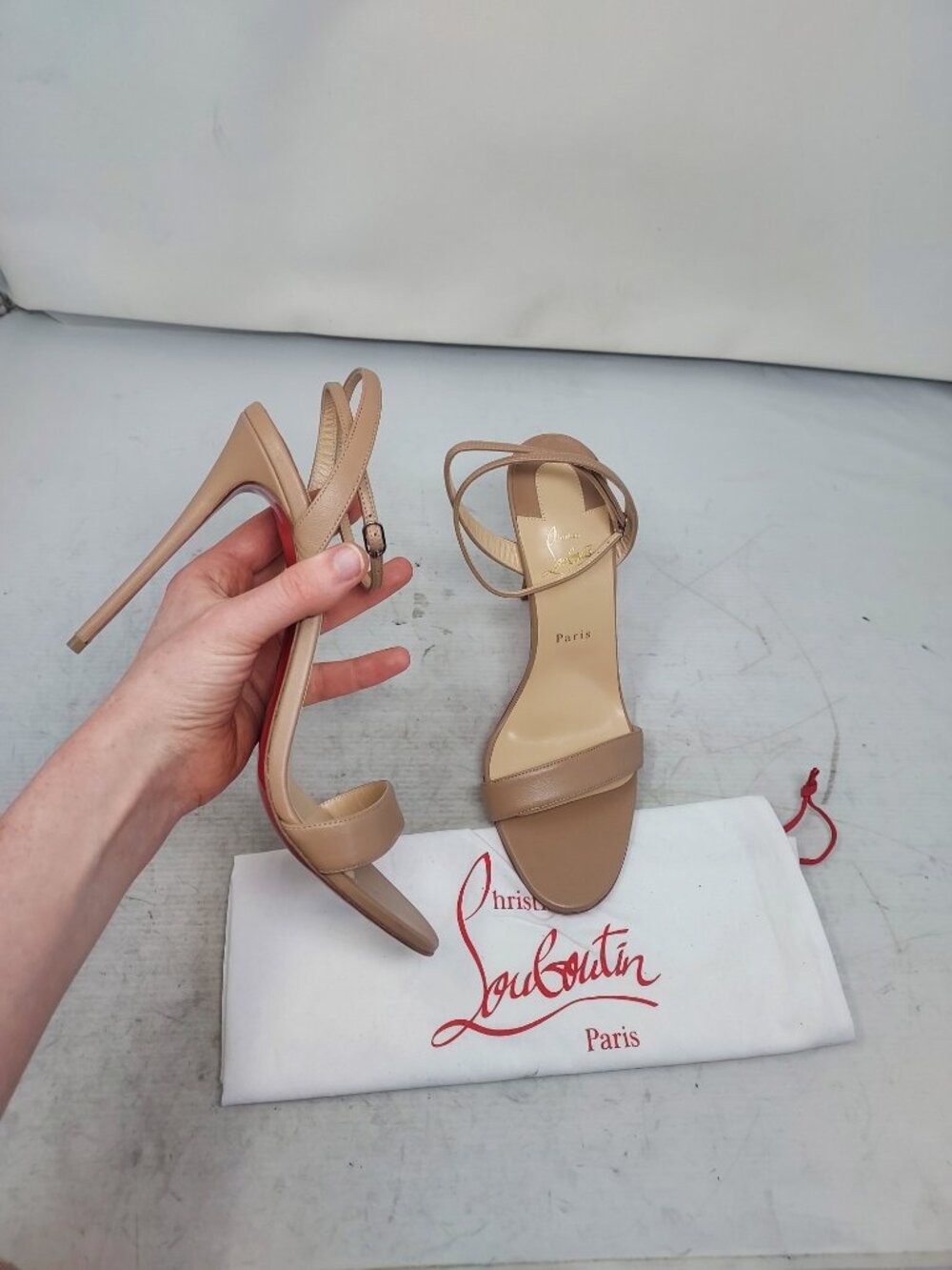 Christian Louboutin Loubigirl Nude Ankle Strap Heel Sandal